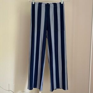 Navy and White Striped plisse please Pants